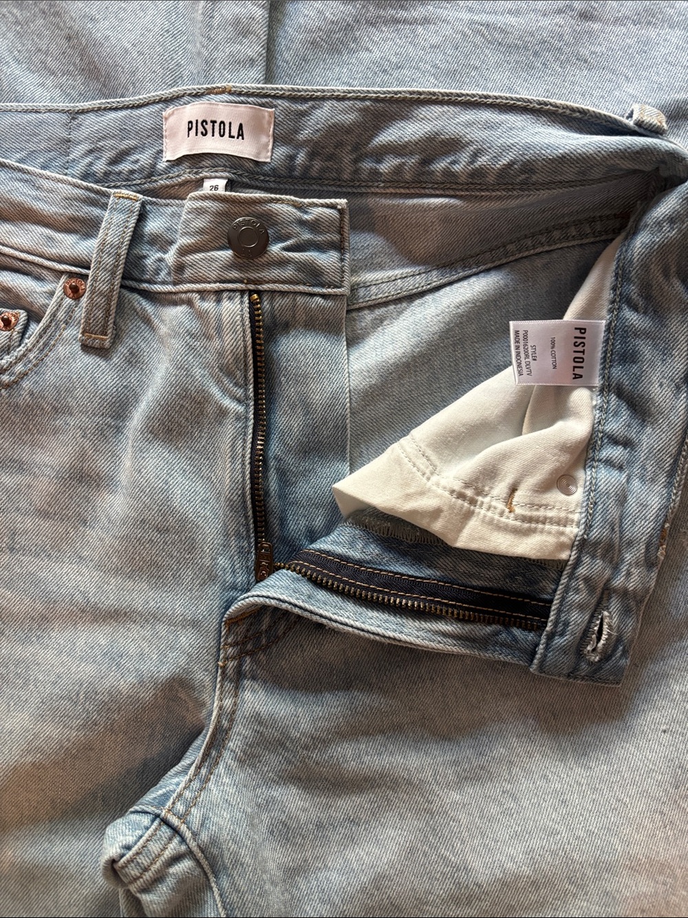 NWT Pistola Lexi Mid Rise Bowed Straight Leg Jeans Dolce Vita Vintage Size 26 - Picture 5 of 7